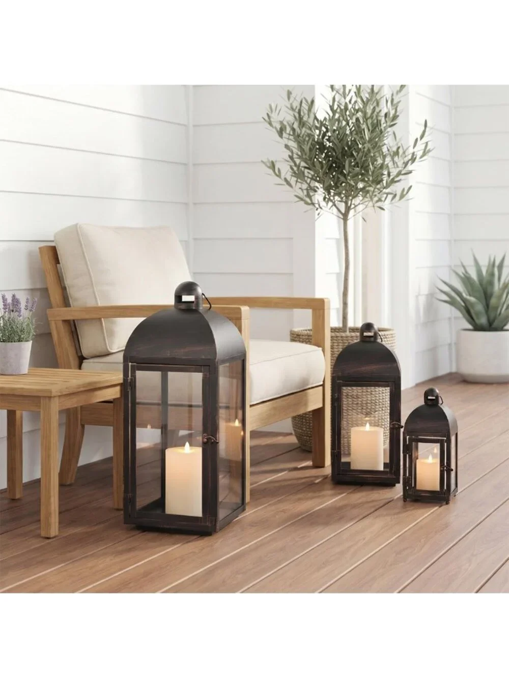 Set of 3 Vintage Farmhouse Lanterns - Large 23